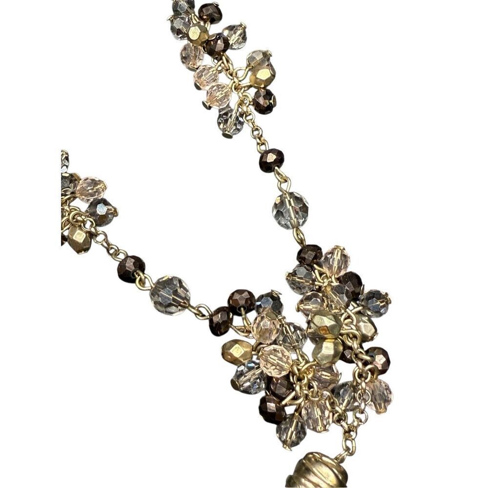 White House Black Market Crystal and Metal tassel Necklace